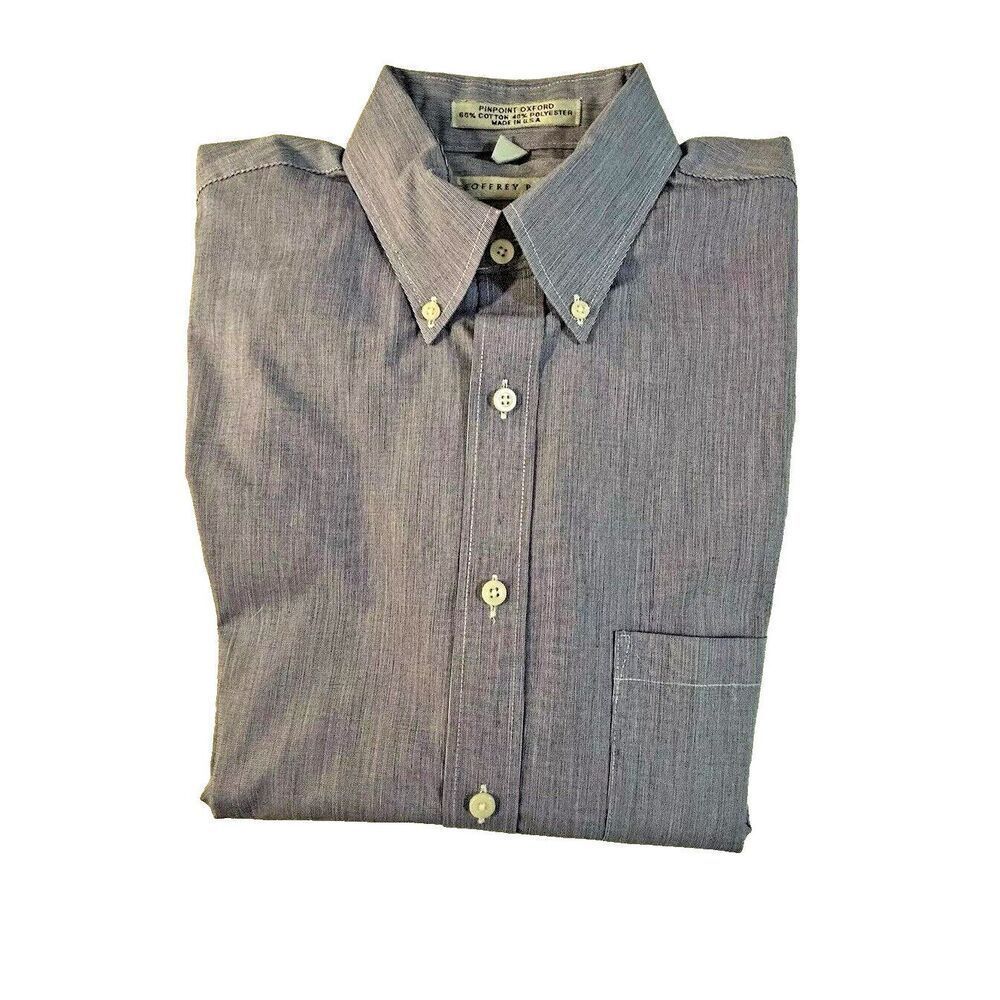 Geoffrey Beene Button Down Shirt Size 15 32/33 Wrinkle Free Pinpoint Oxford